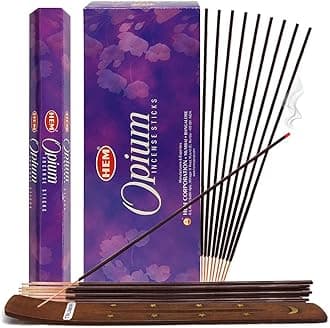 TRUMIRI Opium Hem Incense Sticks & Holder Bundle: 121 Pieces (6 Packets of 20, 1 Set)