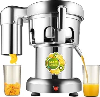 Commercial Juice Extractor, 110V Heavy Duty Centrifugal Juicer Machine Electric Stainless Steel Whole Vegetable & Fruit Juice Maker Squeezer (80-100 kg/hr Juice Amount)