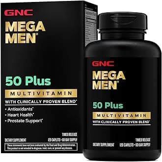 - GNC Mega Men 50 Plus Multivitamin | Antioxidants | Heart Health | Prostate and Circulatory Support | 120 Count