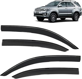 KINGSWAY Accessories Side Window Door Visor Only Compatible with Toyota Fortuner Year 2008 to 2017 All Model, Premium Range Unbreakable Car Rain Guard Side Rear Wind Deflectors, Set of 4 Pcs