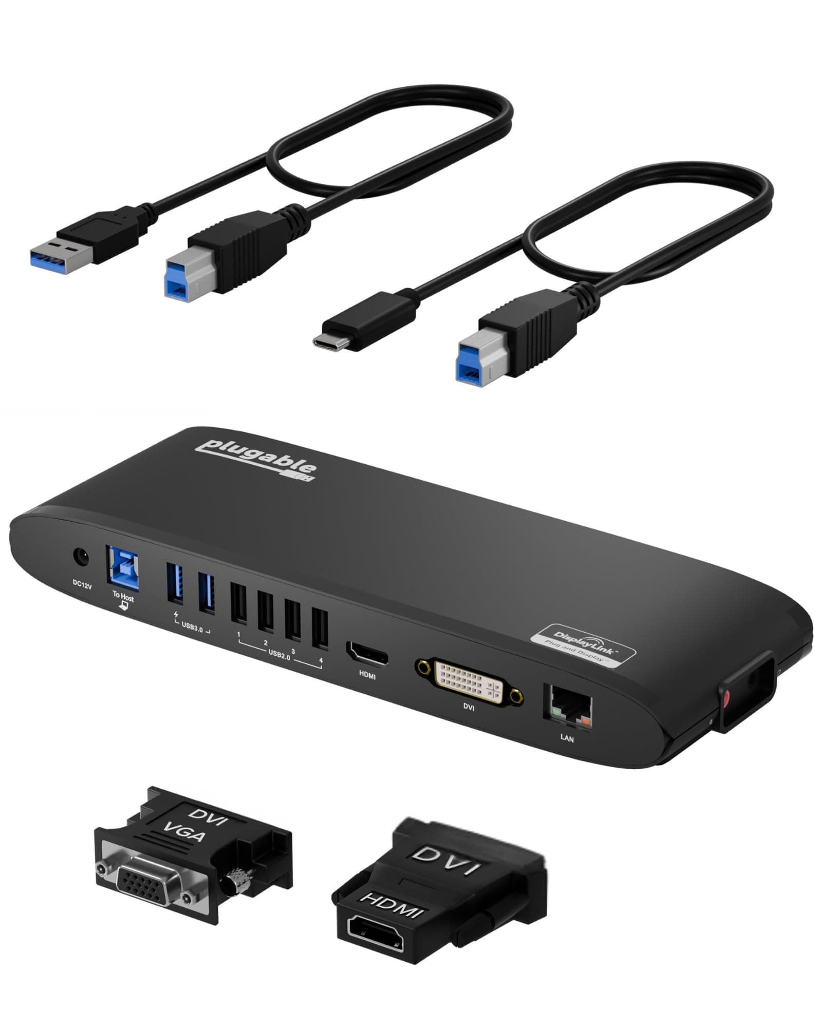 USB 3.0 Universal Docking Station for Windows, macOS, ChromeOS (Dual HDMI Monitors or DVI/VGA, Gigabit Ethernet, Audio, 6 USB Ports)