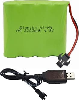 Blomiky 4.8V 2200mAH AA NiMH Rechargeable Battery with SM-2P Connector Plug and USB Cable Suitable for SY-E511 RC Excavator RC Vehicle Car Truck Crawler / 4.8V 2200mAh NiMH Battery