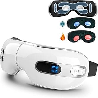 - Eye Massager with Heat and Cooling for Migraines, Rechargeable Electric Massager for Dry Eyes, Dark Circles, and Headache Relief - Bluetooth Music, Improve Sleeping (White)