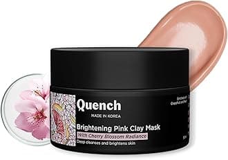 QUENCH BOTANICS Brightening Pink Clay Mask | Brightens Skin, De-Tans & Fades Pigmentation | Korean Clay Mask with Cherry Blossom & Kaolin Clay | Reduces Blackheads | Made in Korea (50ml)