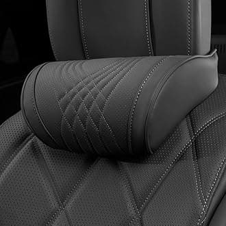 Car Headrest Memory Foam Neck Pillow for Driving with Leather Cover Soft Comfortable Seat Head Pillow Cushion for Most Cars SUV Sedan Home Office Black (1PC)