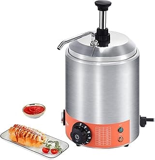 Electric Dispenser with Pump, 2.3 Qt Commercial Hot Fudge Warmer, Stainless Steel Pump Dispenser, 86-230 Temp Adjustable Nacho Cheese Sauce Warmer, for Hot Fudge Caramel