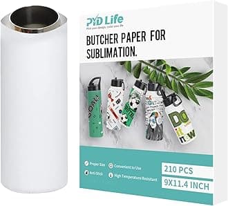 PYD Life 210 Sheets Butcher Paper for Sublimation Heat Press Sheets 9 x 11.4 Inch Fit 32 OZ Water Bottles Print with Tumbler Heat Press No Cutting No Waste No Hassle Protect Heat Press