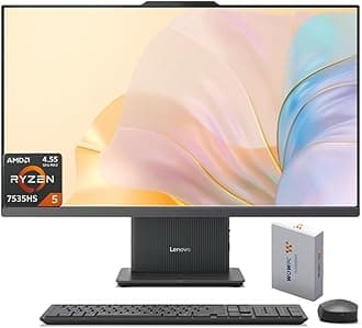 IdeaCentre Business All-in-one Computer, 23.8" FHD IPS Display, AMD Ryzen 5 7535HS (Up to 4.55GHz), 16GB DDR5 RAM, 512GB PCIe SSD, Wi-Fi 6, USB-C, HDMI in&Out, Bundle 500GB External Drive