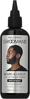 RED Pro GROOMANE Beard & Lineup Color Enhancement for Airbrush, Natural Semi-Permanent Barber Beard Dye, Long-Lasting Gray Coverage, Men Hairline Color (Jet Black (Concentrate), 3.5 fl.oz)