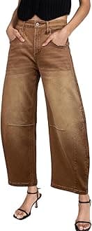 Sidefeel Women's Barrel Jeans Wide Leg Vintage Mid Rise Y2k Baggy Boyfriend Ankle Denim Pants