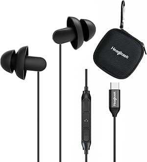 Hearprotek [2 Pairs] Sleep Earbuds, USB c Earphones Headphones with Microphone-Silicone Noise Isolation Type c Earbuds Sleep Buds for Android Phone,Ideal for Sleeping, snoring, Relaxation, air Travel