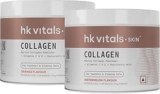hk vitals Skin Radiance Marine Collagen Supplement (Orange & Watermelon, 2 x 100g) Combo Pack | Biotin, Vitamin C & E | For Healthy Hair & Skin