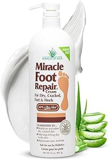 Miracle Foot Repair Cream (32 oz) Repairs Dry Cracked Heels and Feet, 60% Pure UltraAloe Moisturizes, Softens, and Repairs