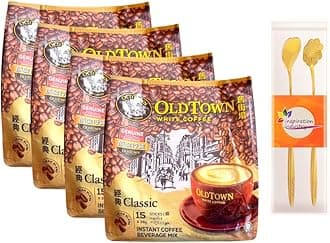 Old Town Instant White Coffee Combination Set - Malaysia Old Town Original 3 in 1 Classic White Coffee, Instant Coffee - 15 Sticks x 38 g (4 Packs)