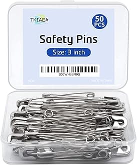 3 Inches Large Safety Pins, Pack of 50, Big Heavy Duty Safety Pins for Brooch Making, Blankets, Crafts, Cloth Curtain (SP)