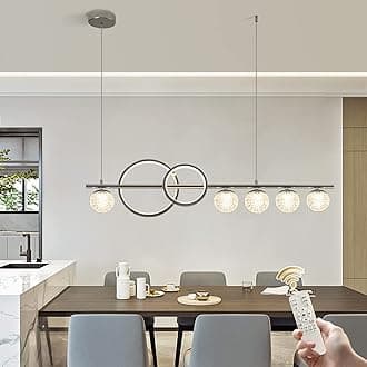 Ganeed LED Chandelier,58W Modern Dimmable LED Pendant Light,Adjustable LED Chandeliers Over Kitchen Table, Color Changeable 3000-6500K LED Hanging Ceiling Light for Dining Room Island Restaurant