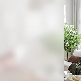 HIDBEA Frosted Window Privacy Film Heat Control UV Blocking, Static Cling Non-Adhesive Reusable Door coverings for Bathroom Home Office (Frosted 35.4 Inch x 8.2 Feet)