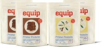 Equip Foods Chocolate Prime Protein Powder - Vanilla (x2) & Chocolate (x2) - Grass-Fed Isolate Beef Protein Powder - Paleo and Gluten Free - Helps Build and Repair Tissue, Gluten Free
