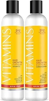 Nourish Beaute Vitamins Natural Shampoo and Conditioner for Hair Growth and Hair Loss for Hair Regrowth,Volume and Thickening with Biotin,DHT Blockers,No Sulfate, For Men and Women, 2 Pk