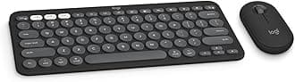 Pebble 2 Combo for Mac, Wireless Keyboard and Mouse, Slim, Quiet and Portable, Customizable, Bluetooth Mouse and Keyboard, Easy-Switch, for macOS, iPadOS - Tonal Graphite
