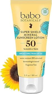 Babo Botanicals Sheer Mineral Sunscreen Lotion SPF 50 with 100% Mineral Active Ingredients - for Babies, Kids or Extra Sensitive Skin - Lightweight, Water Resistant & Fragrance Free - 3 fl. oz.