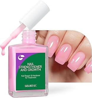 gelike ec Nail Ridge Filler and Strengthener Polish: Pink 6 in 1 Natural Nail Hardener Extra Strong and Growth - Long Lasting Nail Repair for Damaged Nails - For Daily Work Home Salon