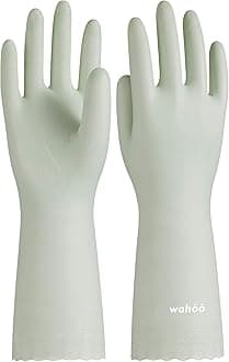 LANON wahoo Skin-Friendly Cleaning Gloves, Dishwashing Kitchen Gloves with Cotton Flocked Liner, Reusable, Non-Slip, Canary Green, Small