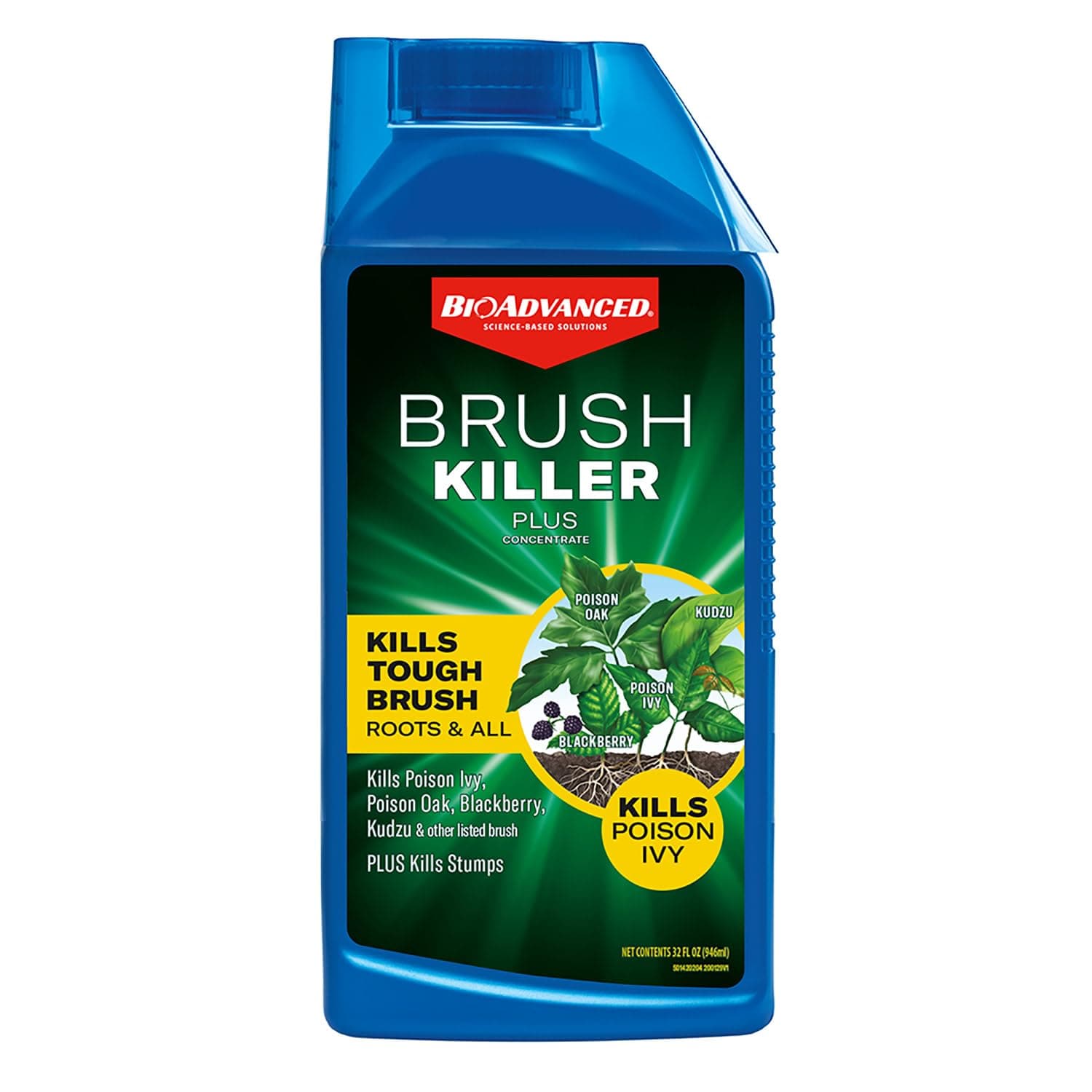 BioAdvanced Brush Killer Plus, Weed Killer Concentrate, 32 oz, Kills Tough Brush Roots & Poison Ivy