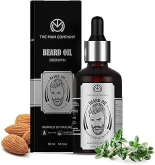 100% Natural Beard Oil for Men with Almond Oil, Thyme, Argan, and Jojoba Oil for Faster Beard Growth - 1.1 Oz | Beard Conditioner Oil, Softens & Strengthens Beards and Mustaches