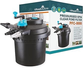 AllPondSolutions Pressurised Koi Fish Pond Filter with UV Steriliser Light All in one - Ponds Up to 8000 litres - PFC-8000