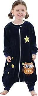MICHLEYBaby Sleeping Bag Sack Long Sleeve with Feet Winter Swaddle Wearable Blanket for Boys Girls,Owl,1-3Years