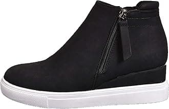 Women's Hidden Wedge Sneakers Fashion Side Zipper Wedge Shoes Platform Sneakers Booties Casual Shoes