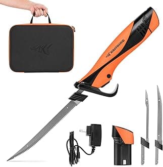 Cordless Electric Fillet Knife with 7" & 9" Razor-Sharp Blades (Speed Demon Pro) - Rechargeable, High Speed, Extended Battery Life, Ergonomic Non-Slip Grip, Safety Lock, Storage Carry Case for Fishing, Filleting, Outdoors