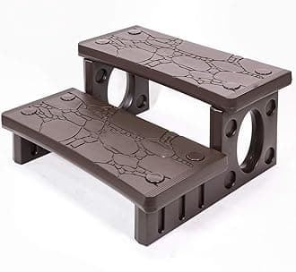 Universal Multi Purpose 2-Step Spa Hot Tub Pool Outdoor Indoor Camper RV Deck Steps Sided Step for Porch, Patio, Deck, Bathtub, Swimming Pool Mocha