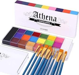 UCANBE Face Body Paint Set-Athena Painting Palette,10 Professional Artist Brush,Large Deep Pan Ideal for Halloween Cosplay Party SFX Arty Stage Makeup