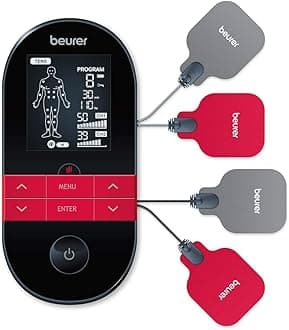 Beurer EM 59 Digital TENS/EMS Device with Heat | 4-in-1 Stimulation Device for Pain Therapy Muscle Stimulation | 4 Electrodes, 70 Programmes and 50 intensity levels | 5 Years Warranty