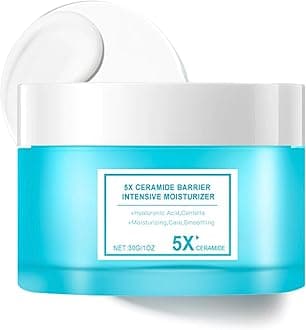 5X Ceramide Barrier Cream, Ceramide Moisturiser, Skin Barrier Repair Cream, Hyaluronic Acid Moisturiser Face Women With Centella - Hydrating Soothes Redness & Acne Barrier Repair Anti Aging Face Cream