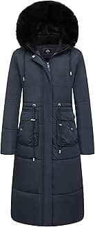 MOERDENG Women's Long Winter Puffer Coat Waterproof Warm Maxi Down Jacket Faux Fur Removable Hood Parka