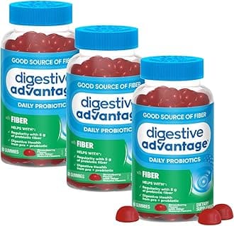 Prebiotic Fiber Supplement Strawberry Flavor Gummies with Probiotics for Women & Men Digestive Health, Adults Regularity and Gut Health, 60 Count (3 Pack)