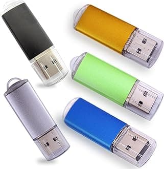 USB Flash Drives 2.0 Metal Key Pack of 5 Colors (128MB,Not GB,Smaller Than 1GB,Blank)