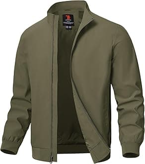 Men's Bomber Jackets Windproof Lightweight Track Jacket Windbreaker Golf Causal Outdoor Sportswear Coat