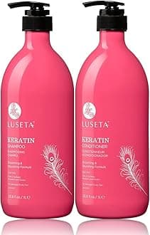 Luseta Keratin Smooth Shampoo and Conditioner Set Moisturizing and Hydrating for Damaged and Dry Hair Prevent Further Breakage Free of Sulfate and phosphate