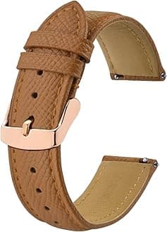BISONSTRAP Watch Straps with Quick Release, Texture Leather Watchbands for Men Women, 18mm 20mm 22mm