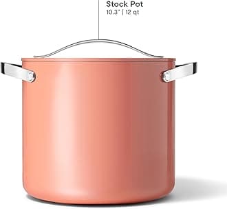 Caraway Stock Pot - 12 Qt Ceramic Coated Pot With Lid - Fee From Forever Chemicals - Large Pot for Bigger Batches - Perracotta