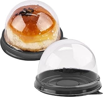 Zezzxu 50 Pack Mini Bundt Cake Containers Clear Plastic Cupcake Boxes with Dome Lids for Individual Chocolate Covered Cookies, Strawberry, Cheesecake, Mooncake and Other Small Desserts (Black)
