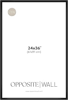 Opposite Wall - 24x36 in - Black Picture Frame - Lightweight, Versatile & Shatterproof - Large Wall Hanging Photo or Poster Frame - Wall Decor for Office, Gallery & Home