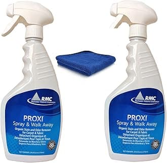 PROXI RMC Spray & Walk Away Spot Removal (2-pack) Stain Remover Deodorizer Carpet Cleaner and Upholstery + Large 16 x 16 Microfiber Cleaning Cloth - RCMPC11849315-24oz