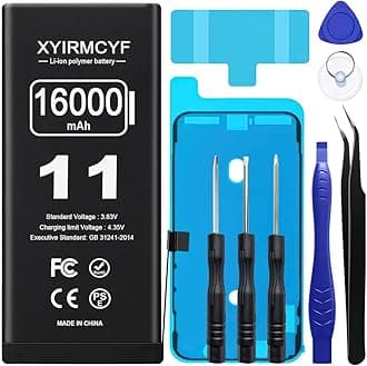 16000mAh Super Capacity Battery Compatible with iPhone 11, 0 Cycle Li-Polymer Replacement Battery for iPhone 11, with Professional Repair Tool Kit