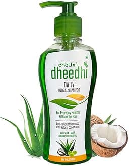 Dheedhi Daily Herbal Shampoo to Reduce Dandruff & Promote Hair Growth, Ayurvedic Shampoo to Restore Hair Shine & Strength (250ml)
