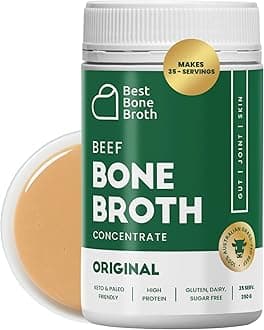 Beef Bone Broth Concentrate Grass Fed - Made from top Australian Cattle - Full of Protein and Collagen | 35 Servings Makes 2.25 gallons of Broth | Just add Water | Keto & Paleo Friendly | Sippable